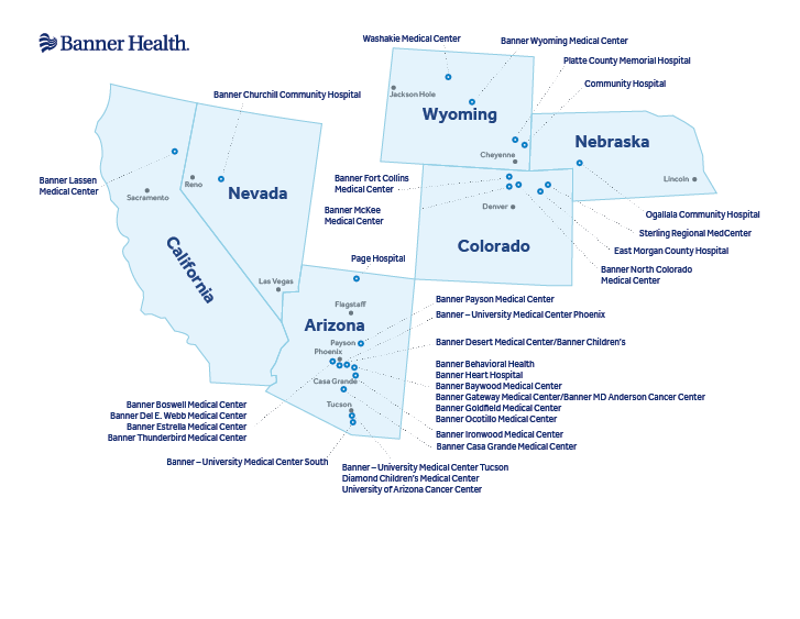 Mapa de Banner Health USA 112022